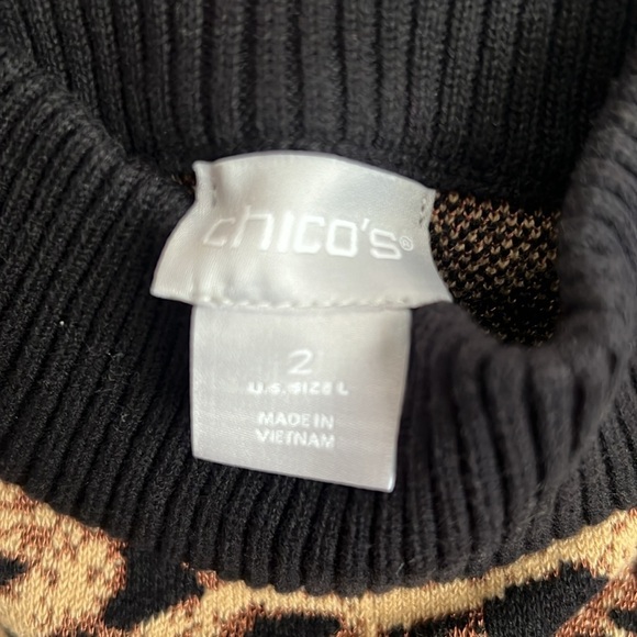 Chico's Size 2 (m/l) Sleeveless Mock Neck Top Animal Print Knit Tank Top - Picture 4 of 11